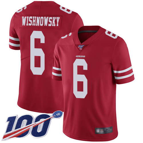 San Francisco 49ers Limited Red Men Mitch Wishnowsky Home NFL Jersey #6 100th Season Vapor Untouchable